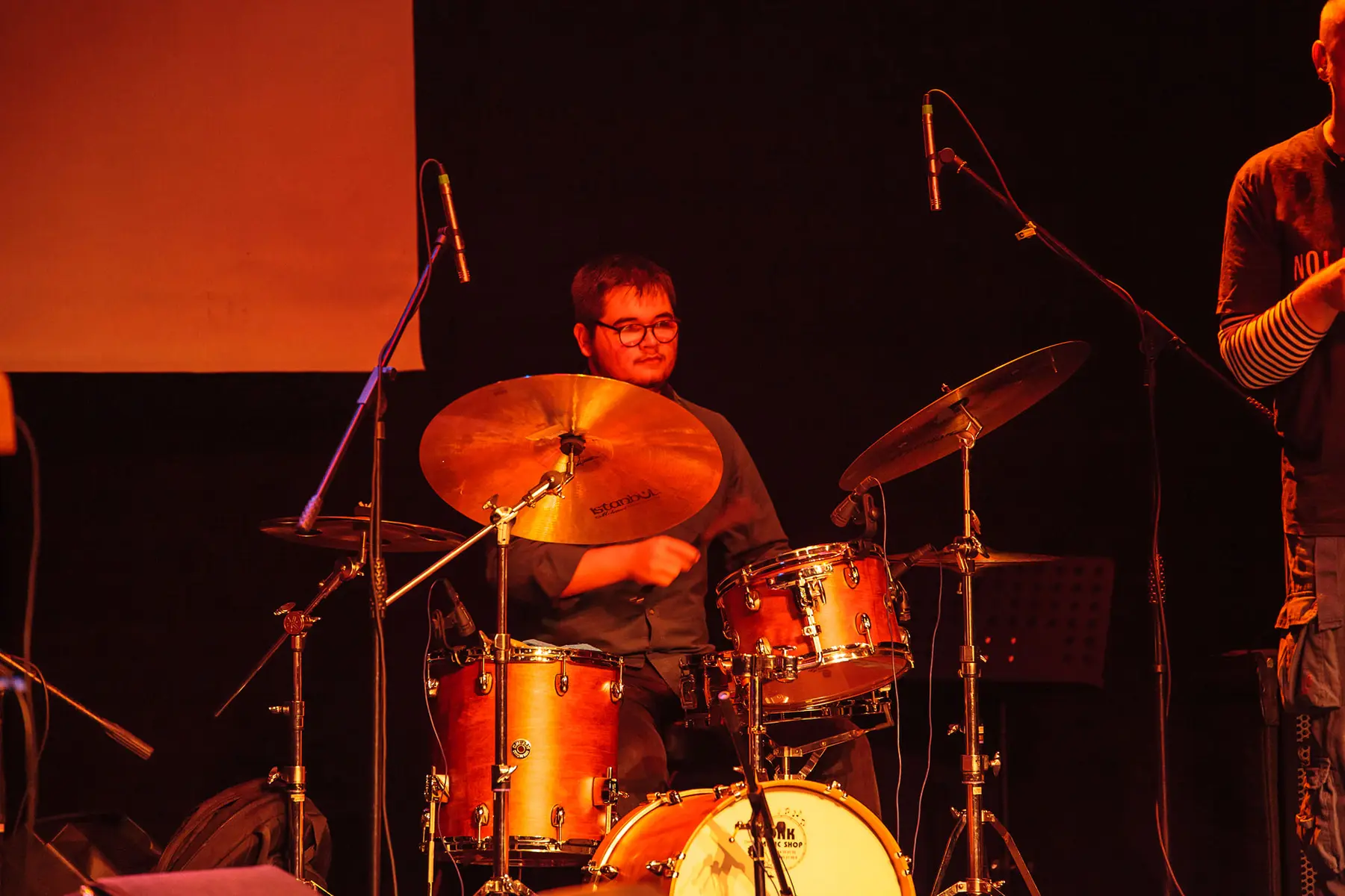Drummer performing with Bosque Sound Community